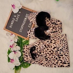 New VICTORIA'S SECRET Fur cheetah slipper size Large NIP